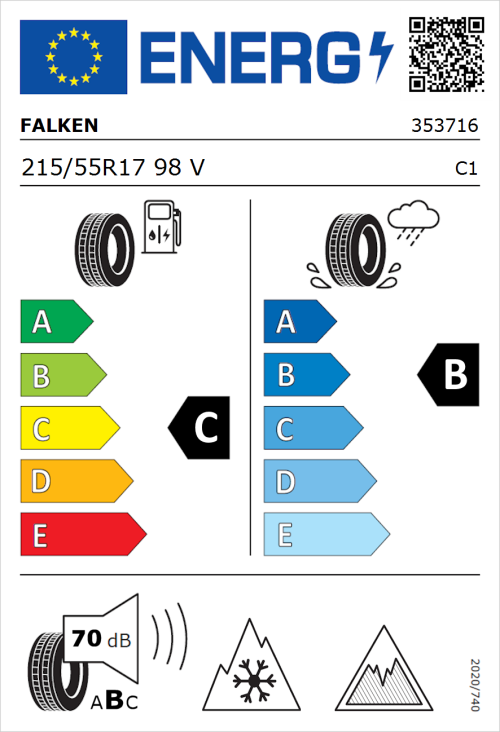Tyre Label for Falken Eurowinter HS02 215/55R17 98V