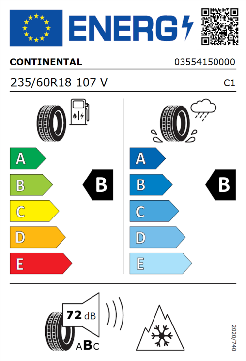 Tyre Label for Continental AllSeasonContact 2 235/60R18 107V