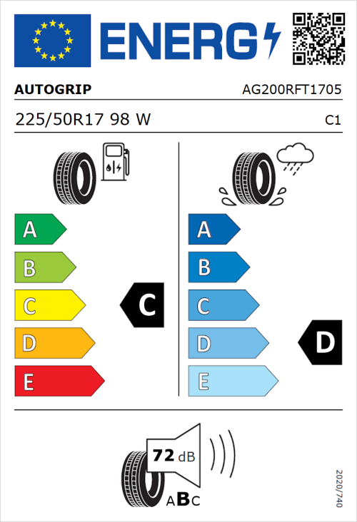 Tyre Label for Autogrip Grip 200 225/50R17 98W