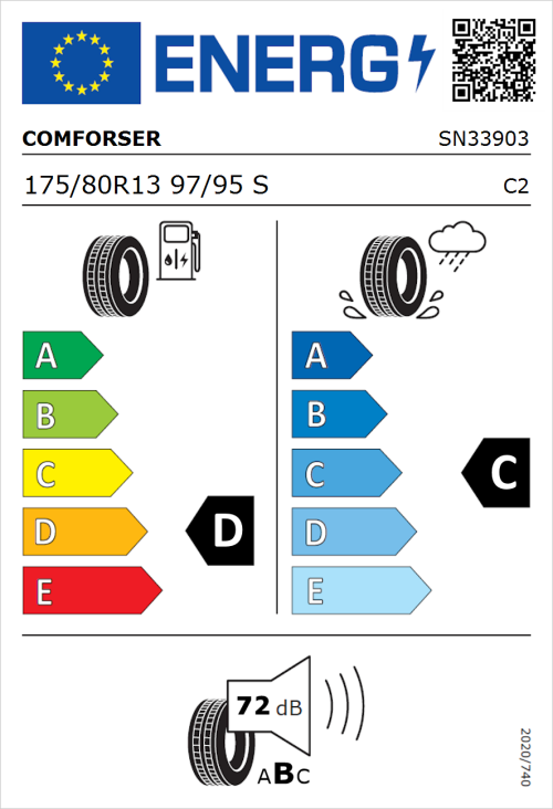 Tyre Label for Comforser CF350 175/80R13 97/95S